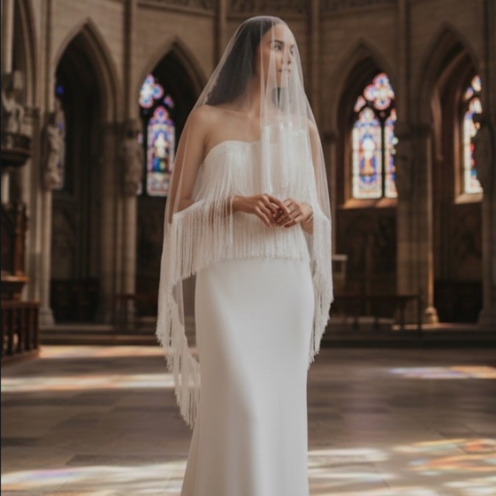 Ivory Tassel Fringe Chapel Bridal/Wedding Veil – Handmade Modern + Unique